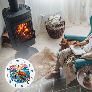 Meeresschildkröte Aquarellstil Wanduhr Maritimes Design