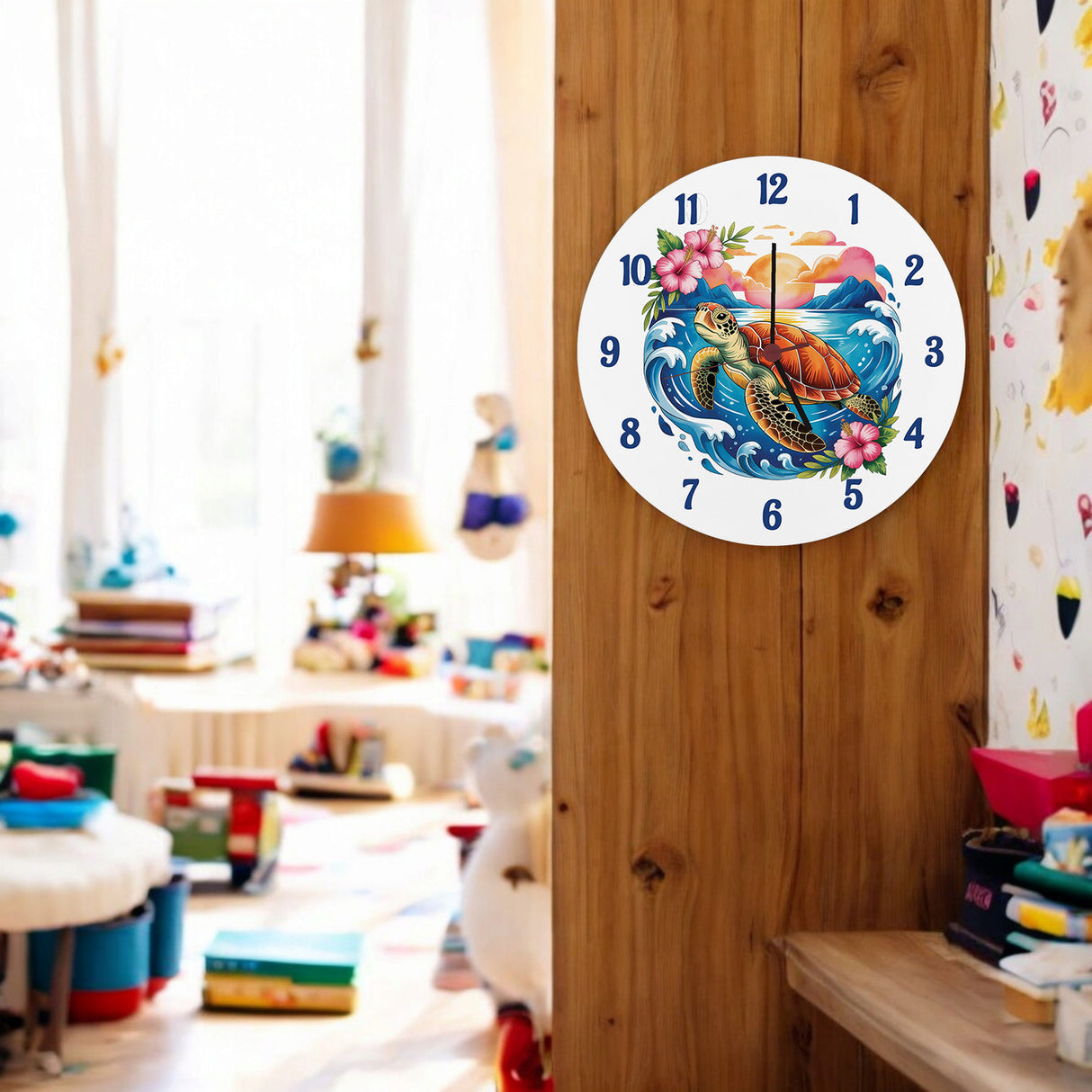 Meeresschildkröte Aquarellstil Wanduhr Maritimes Design