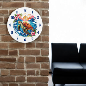 Meeresschildkröte Aquarellstil Wanduhr Maritimes Design