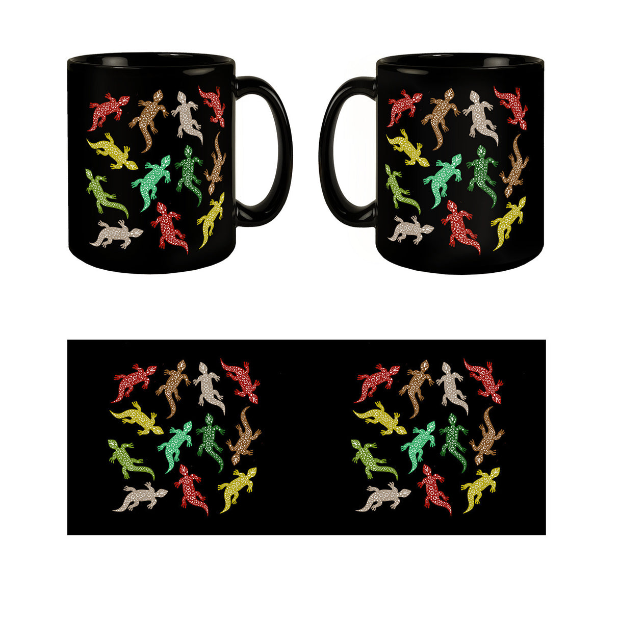 Eidechsen Tasse in Schwarz