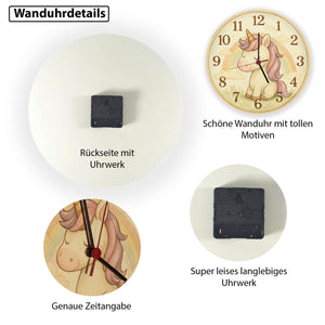 Cartoon Einhorn mit Regenbogen Wanduhr