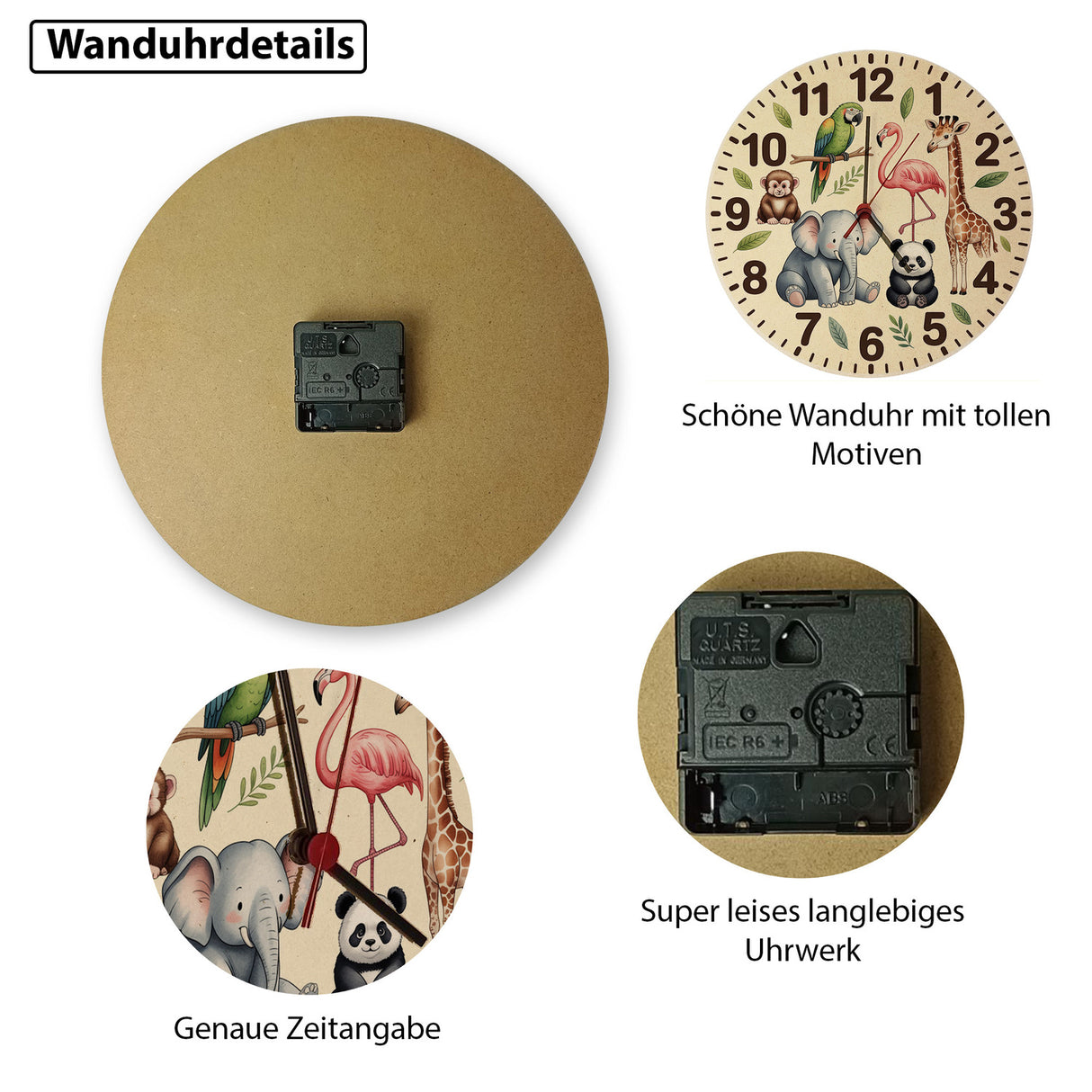 Safari Tiere Wanduhr für Kinderzimmer Dekoration