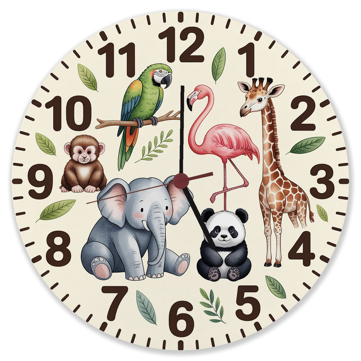 Safari Tiere Wanduhr für Kinderzimmer Dekoration