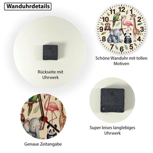Safari Tiere Wanduhr für Kinderzimmer Dekoration