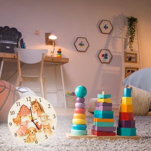 Bauernhoftiere Aquarellstil Wanduhr für Kinderzimmer