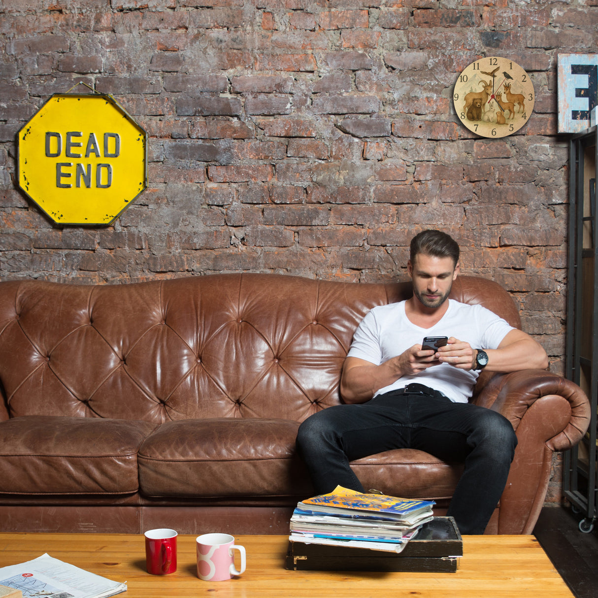 Alpentiere Aquarellstil Wanduhr Tierliebhaber