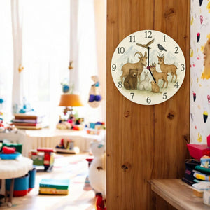 Alpentiere Aquarellstil Wanduhr Tierliebhaber