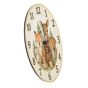 Waldtiere Aquarellstil Wanduhr für Tierliebhaber