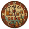 Time to drink Vintage Wanduhr Bier Weinglas
