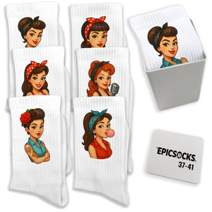 epicsocks Retro Vibes Socken in 37-41 im 6er Set in Geschenkdose im 6er Set in Geschenkbox