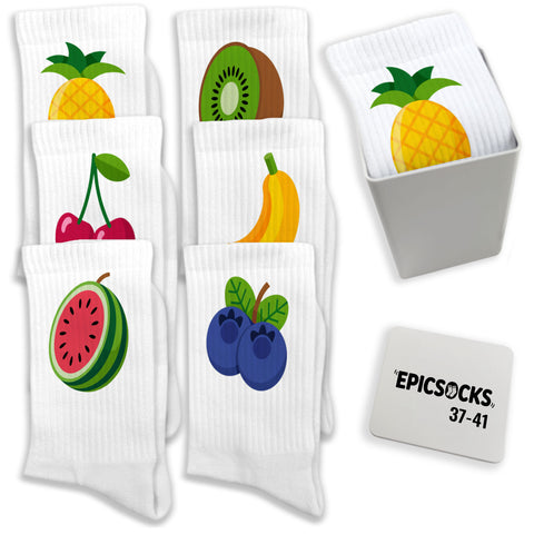 epicsocks Sunshine Fruits Socken in 37-41 im 6er Set in Geschenkdose im 6er Set in Geschenkbox