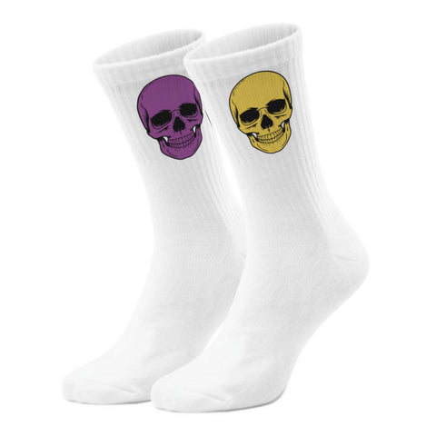 epicsocks Colorful Skulls Komplementärschädel gelb-lila Socken in 37-41 im Paar