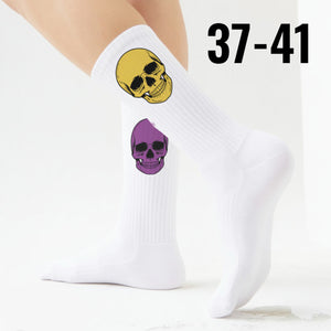 epicsocks Colorful Skulls Komplementärschädel gelb-lila Socken in 37-41 im Paar