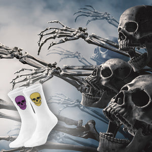 epicsocks Colorful Skulls Komplementärschädel gelb-lila Socken in 37-41 im Paar