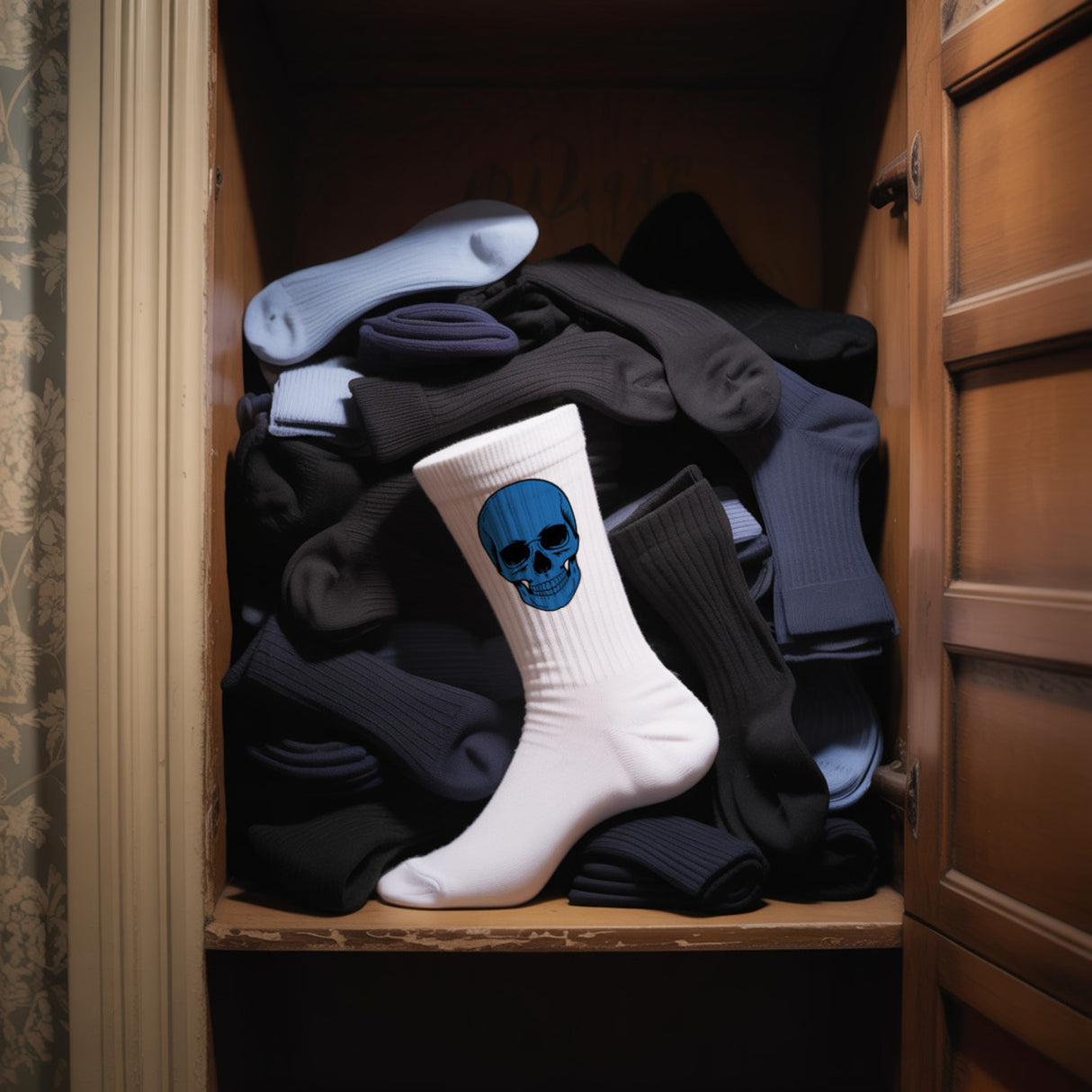 epicsocks Colorful Skulls Komplementärschädel blau-orange Socken in 37-41 im Paar