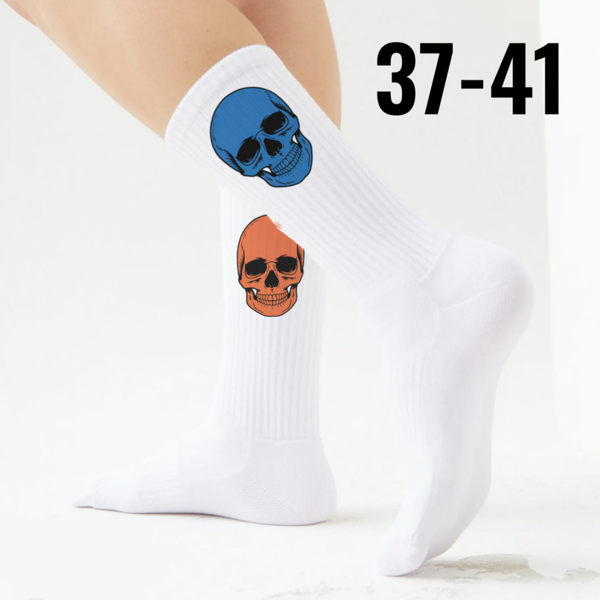 epicsocks Colorful Skulls Komplementärschädel blau-orange Socken in 37-41 im Paar