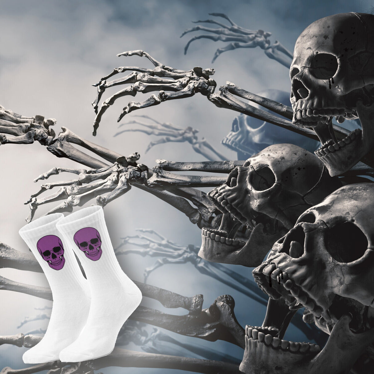 epicsocks Colorful Skulls Lila Schädel Socken in 37-41 im Paar