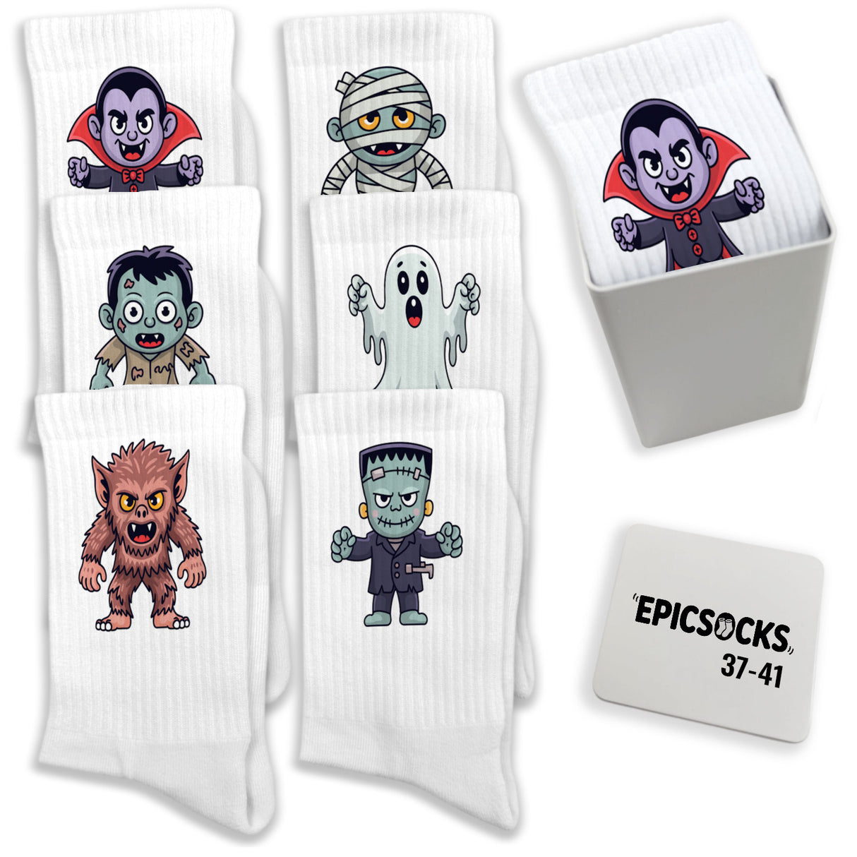 epicsocks Gruselgang Socken in 37-41 im 6er Set in Geschenkdose im 6er Set in Geschenkbox