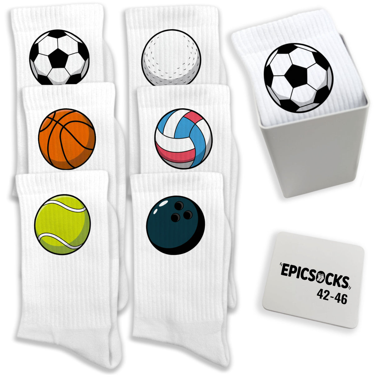 epicsocks BallFreunde Socken in 37-41 im 6er Set in Geschenkdose im 6er Set in Geschenkbox