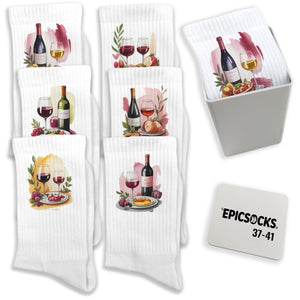 epicsocks WineWhisper Socken in 37-41 im 6er Set in Geschenkdose im 6er Set in Geschenkbox