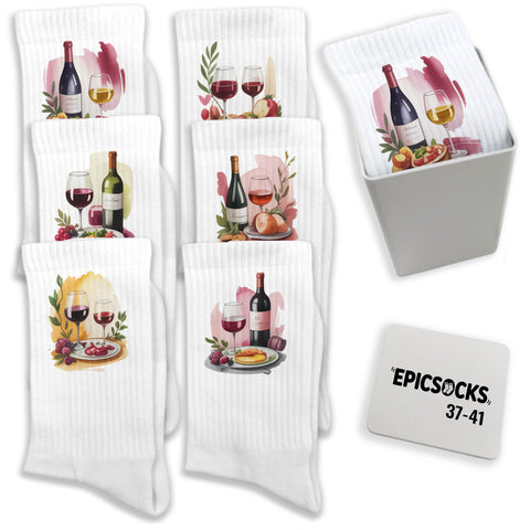 epicsocks WineWhisper Socken in 37-41 im 6er Set in Geschenkdose im 6er Set in Geschenkbox