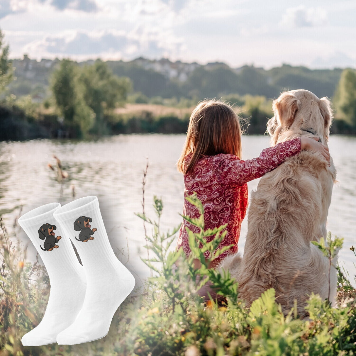 epicsocks Dackelfreude Lachender Welpe Socken in 37-41 im Paar