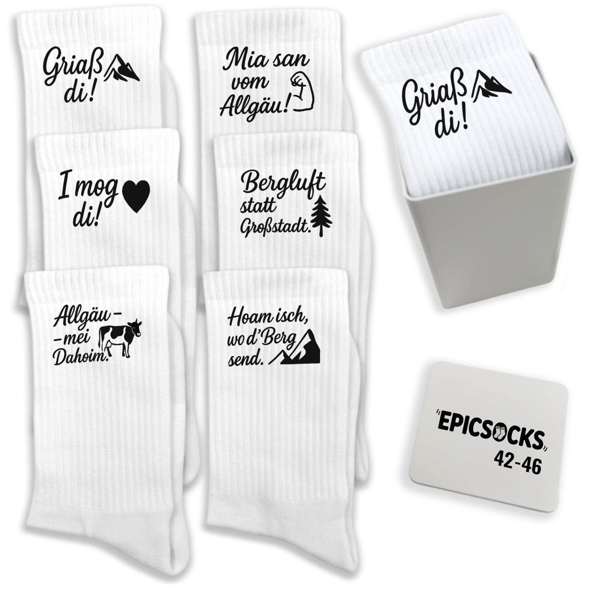 epicsocks Alpine Love Socken in 37-41 im 6er Set in Geschenkdose im 6er Set in Geschenkbox
