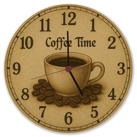 Coffee Time Wanduhr Kaffee Vintage Sepia