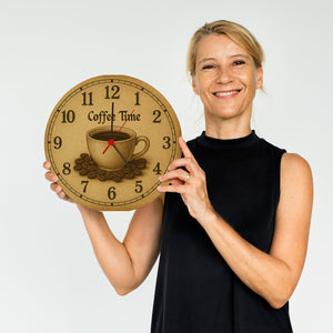 Coffee Time Wanduhr Kaffee Vintage Sepia