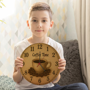 Coffee Time Wanduhr Kaffee Vintage Sepia