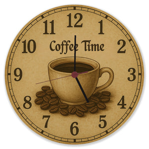 Coffee Time Wanduhr Kaffee Vintage Sepia