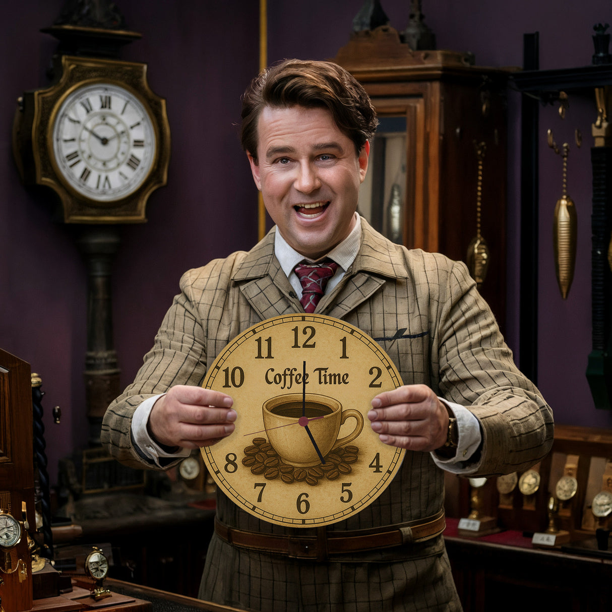 Coffee Time Wanduhr Kaffee Vintage Sepia