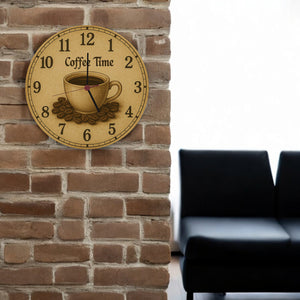 Coffee Time Wanduhr Kaffee Vintage Sepia