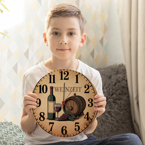 Weinflasche und Weinglas Wanduhr WEINZEIT