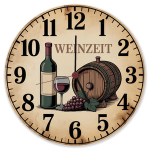 Weinflasche und Weinglas Wanduhr WEINZEIT