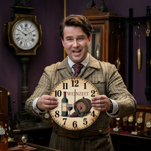 Weinflasche und Weinglas Wanduhr WEINZEIT