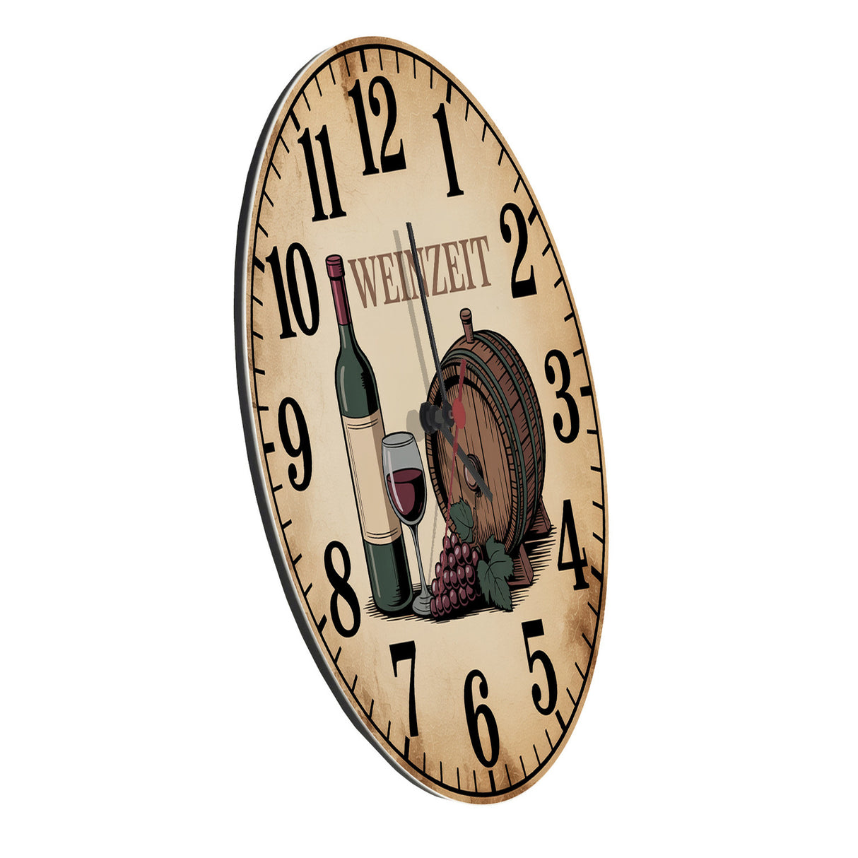 Weinflasche und Weinglas Wanduhr WEINZEIT