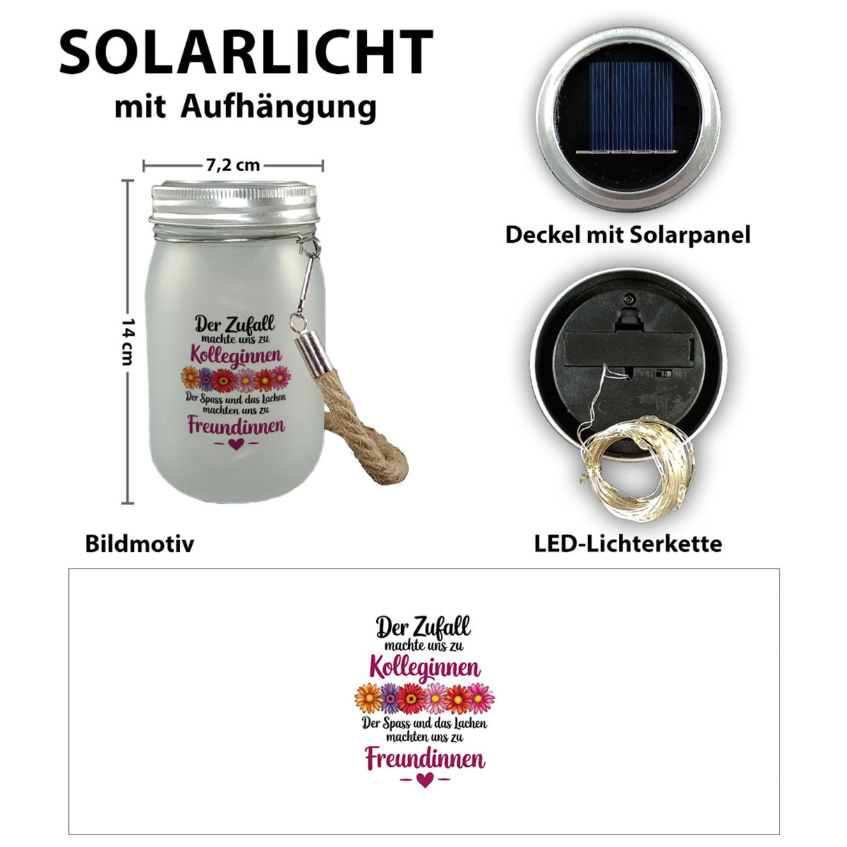 Beste Kollegin Solarlicht mit Spruch nicht nur Kolleginnen sondern Freundinnen