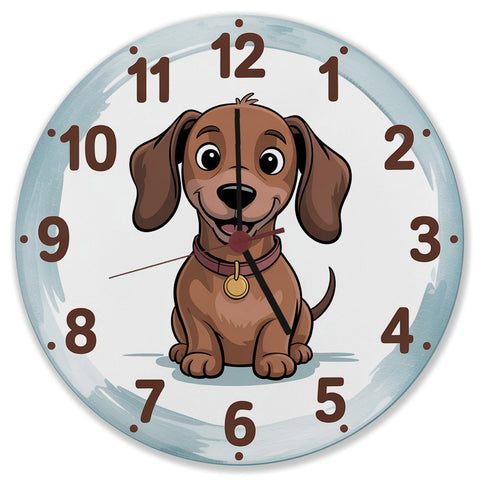 Dackel Cartoon Wanduhr für Kinderzimmer