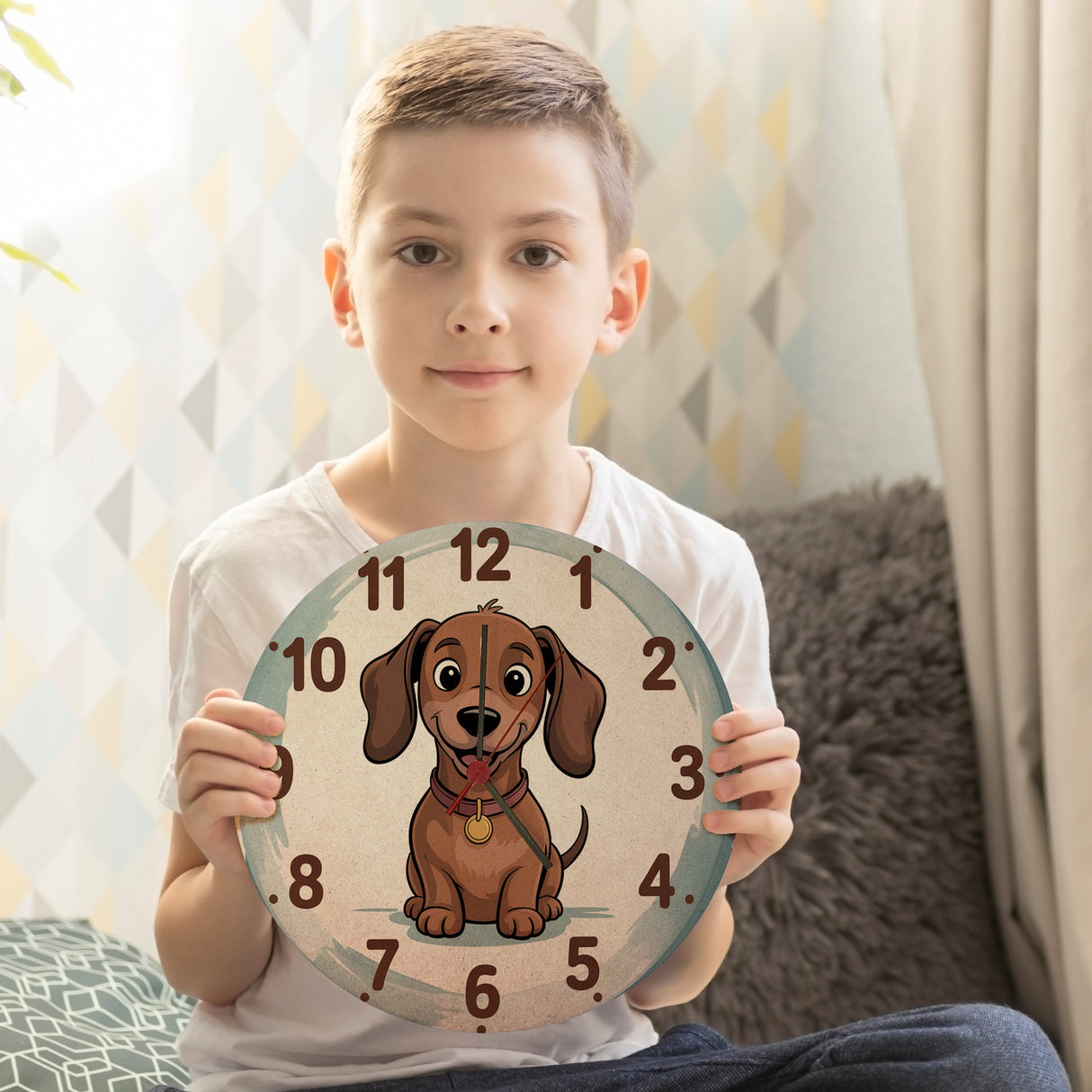 Dackel Cartoon Wanduhr für Kinderzimmer