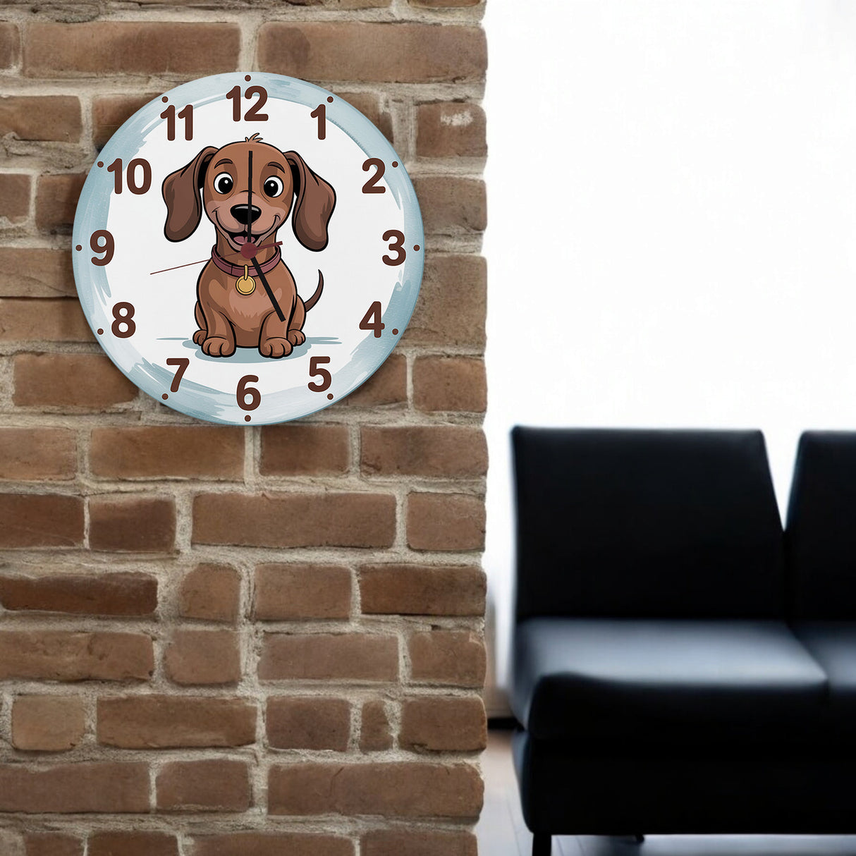 Dackel Cartoon Wanduhr für Kinderzimmer