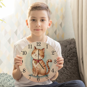 Happy Cat Time Aquarell Katzen Wanduhr für Katzenliebhaber