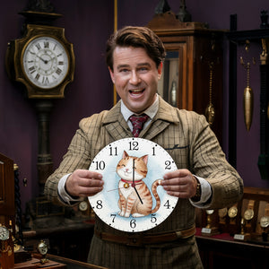 Happy Cat Time Aquarell Katzen Wanduhr für Katzenliebhaber