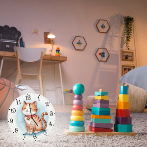 Happy Cat Time Aquarell Katzen Wanduhr für Katzenliebhaber