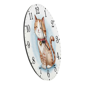 Happy Cat Time Aquarell Katzen Wanduhr für Katzenliebhaber