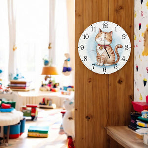 Happy Cat Time Aquarell Katzen Wanduhr für Katzenliebhaber