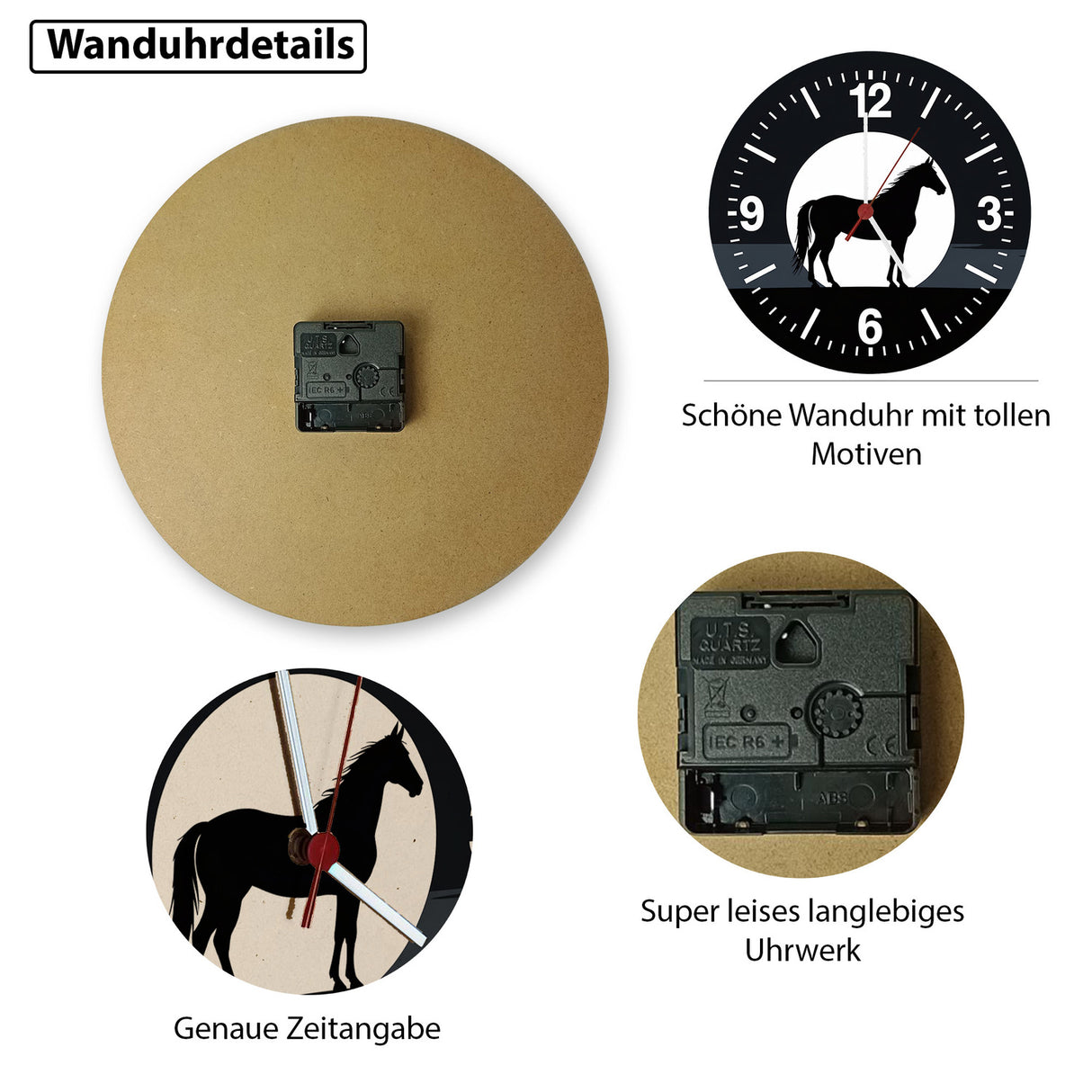 Schwarzes Pferd Silhouette Wanduhr für Pferdeliebhaber