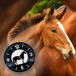 Schwarzes Pferd Silhouette Wanduhr für Pferdeliebhaber