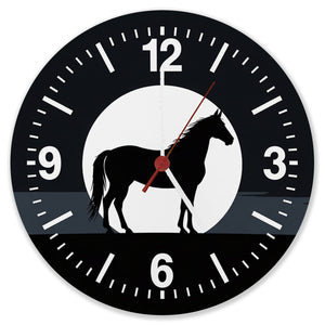 Schwarzes Pferd Silhouette Wanduhr für Pferdeliebhaber