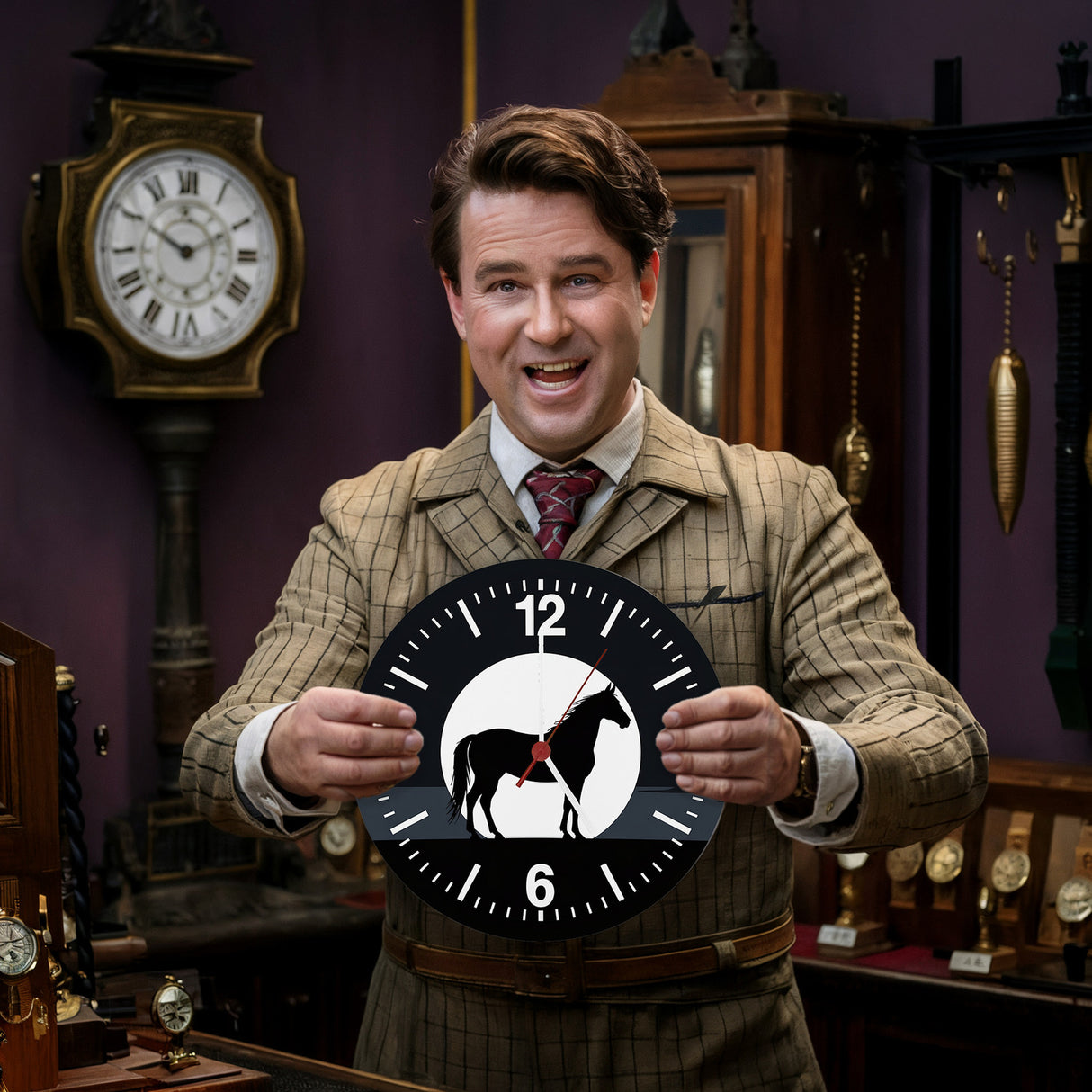 Schwarzes Pferd Silhouette Wanduhr für Pferdeliebhaber